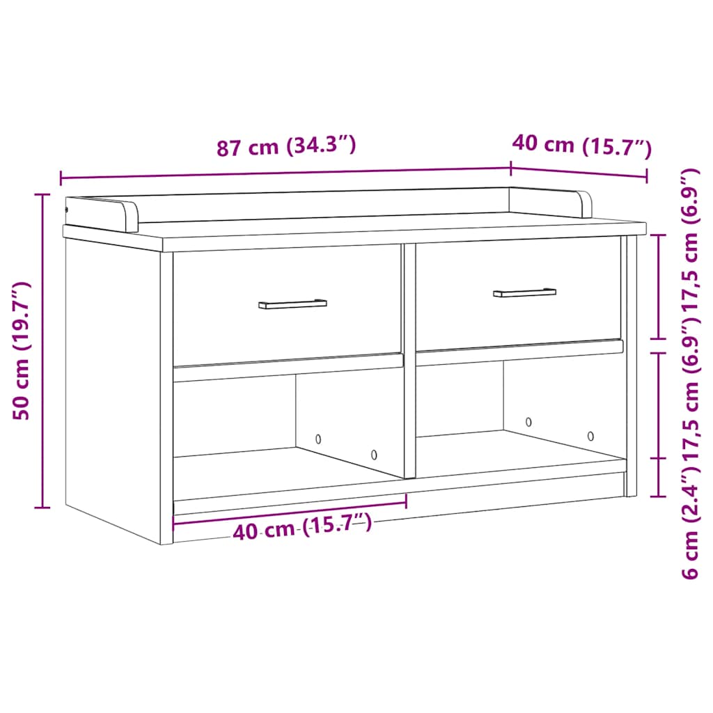 Hallway Bench SANDNES 87x40x50 cm Solid Wood Pine
