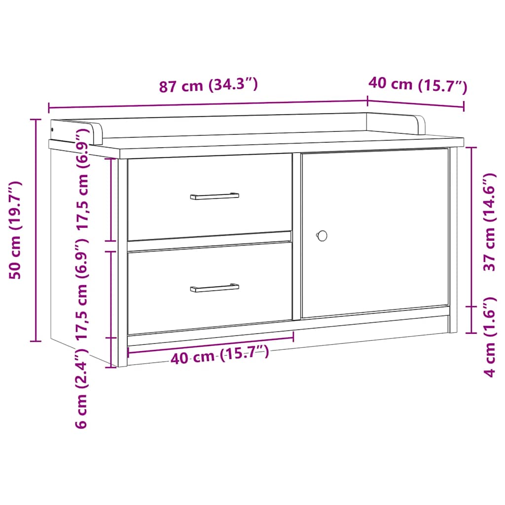 Hallway Bench SANDNES 87x40x50 cm Solid Wood Pine