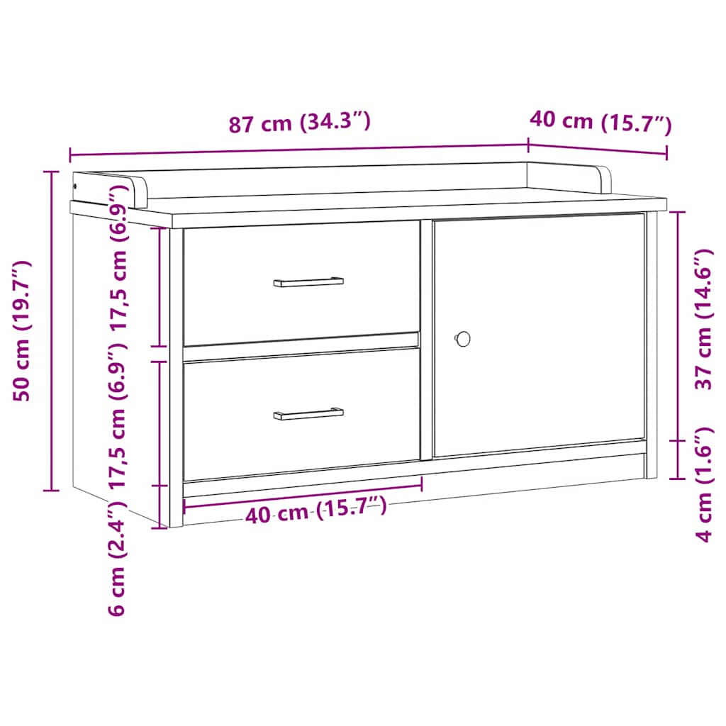 Hallway Bench SANDNES 87x40x50 cm Solid Wood Pine