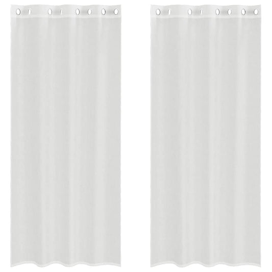 Voile Curtains with Grommets 2 pcs White