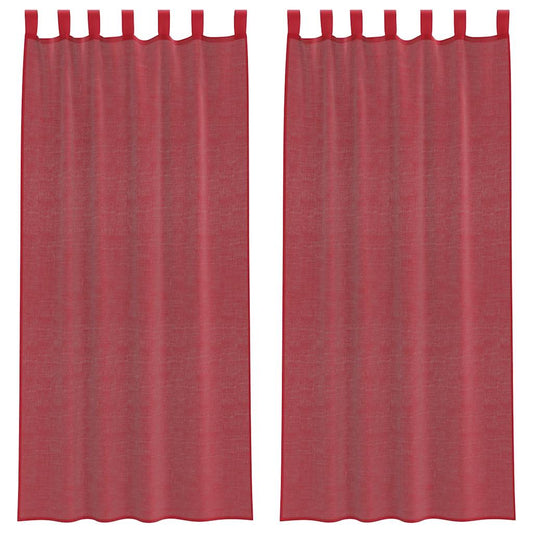 Voile Curtains with Rod Pockets 2 pcs Wine Red