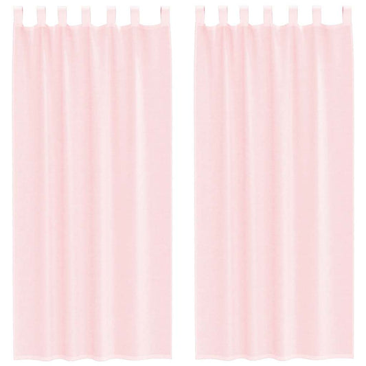 Voile Curtains with Loops 2 pcs Light Pink 140x225 cm