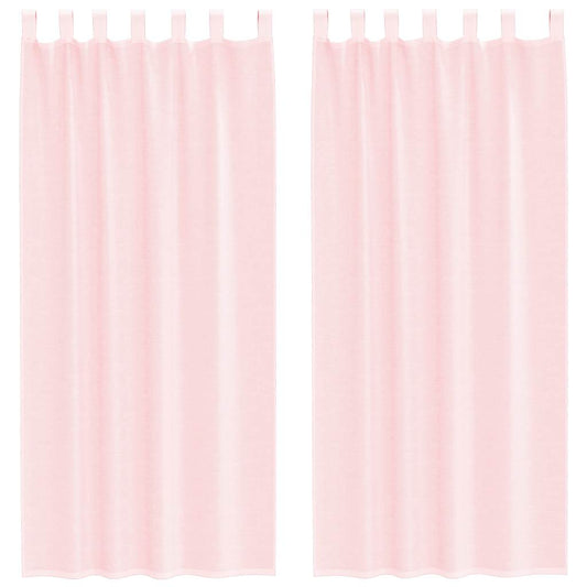 Voile Curtains with Loops 2 pcs Light Pink 140x245 cm