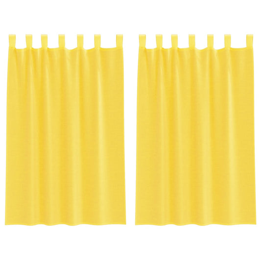Voile Curtains with Loops 2 pcs Yellow 140x175 cm