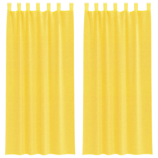 Voile Curtains with Loops 2 pcs Yellow 140x245 cm