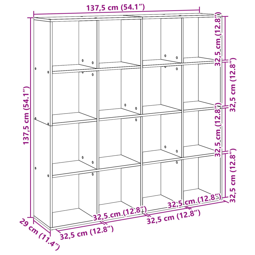 Book Cabinet Old Wood 137,5x29x137,5 cm Engineered Wood