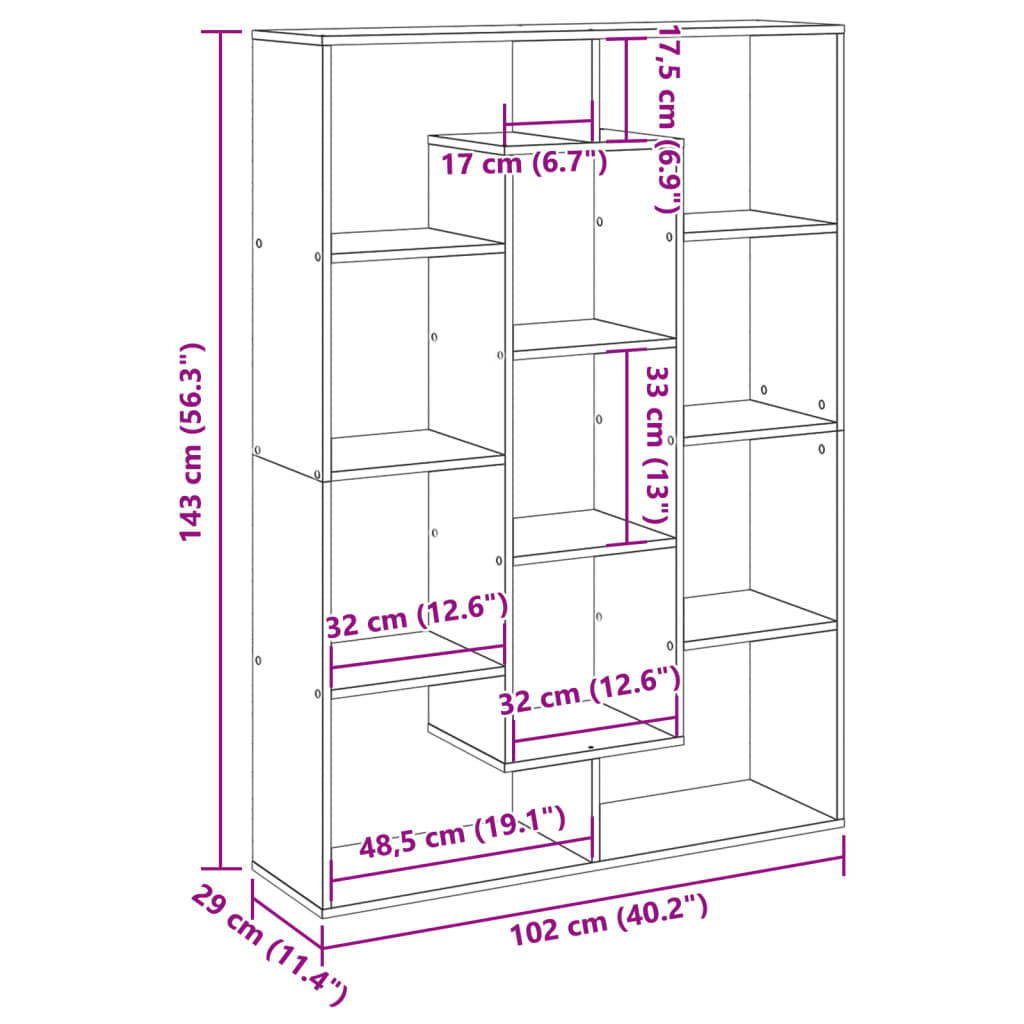 Book Cabinet Sonoma Oak 102x29x143 cm Engineered Wood
