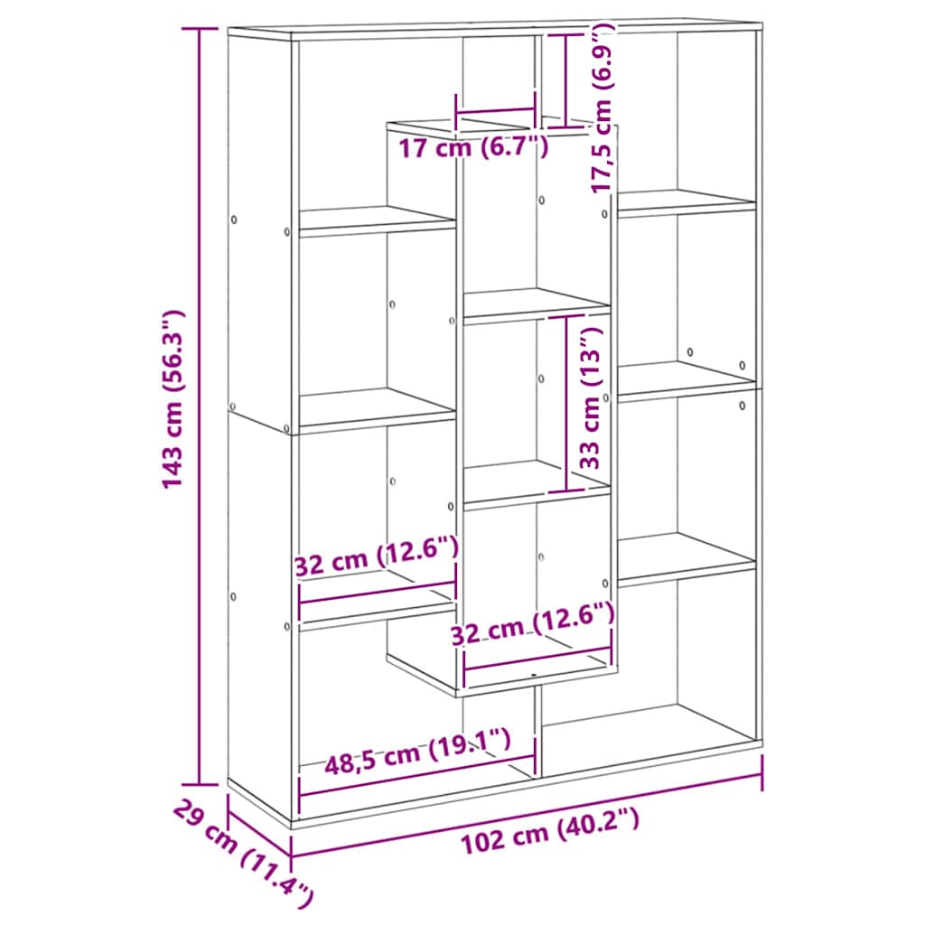 Book Cabinet Artisian Oak 102x29x143 cm Engineered Wood