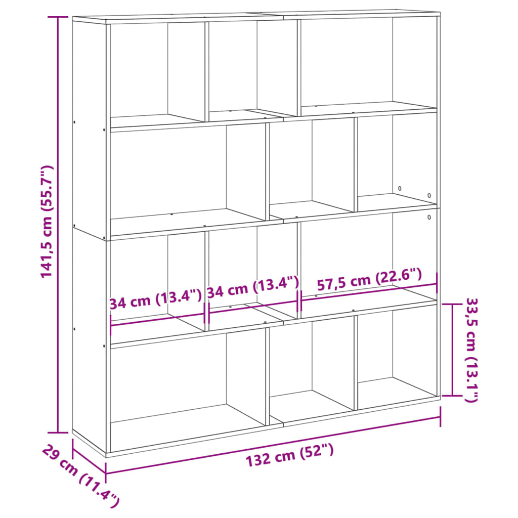 Book Cabinet Artisian Oak 132x29x141,5 cm Engineered Wood