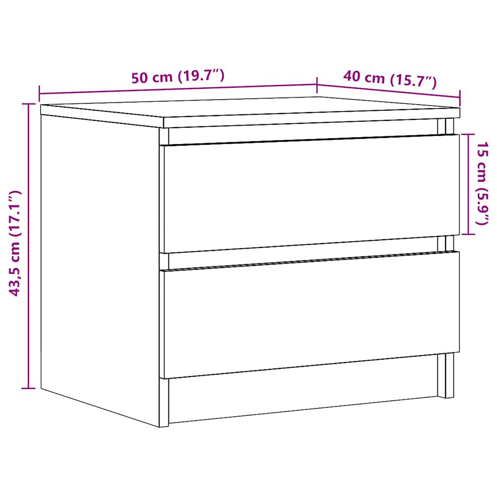 Bedside Cabinet Old Wood 50x40x43.5 cm Engineered Wood