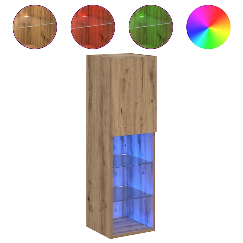 TV Cabinet with LED Lights Artisian Oak 30.5x30x102 cm
