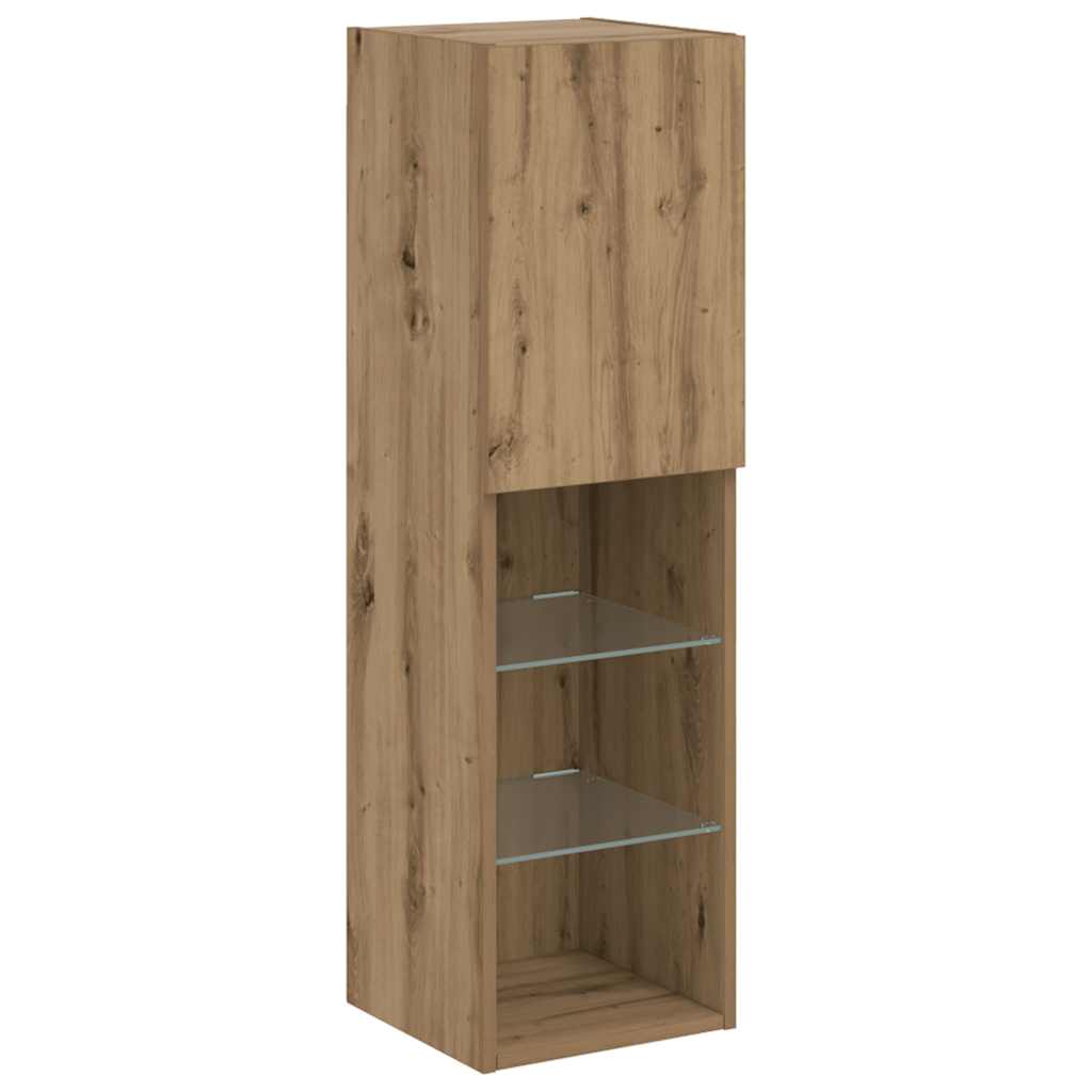 TV Cabinets with LED Lights 2 pcs Artisian Oak 30.5x30x102 cm