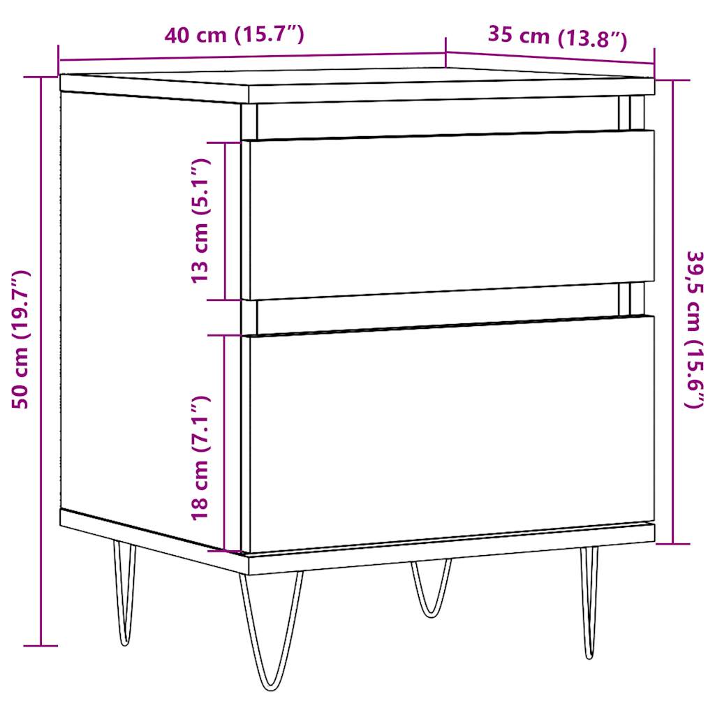Bedside Cabinet Old Wood 40x35x50 cm Engineered Wood