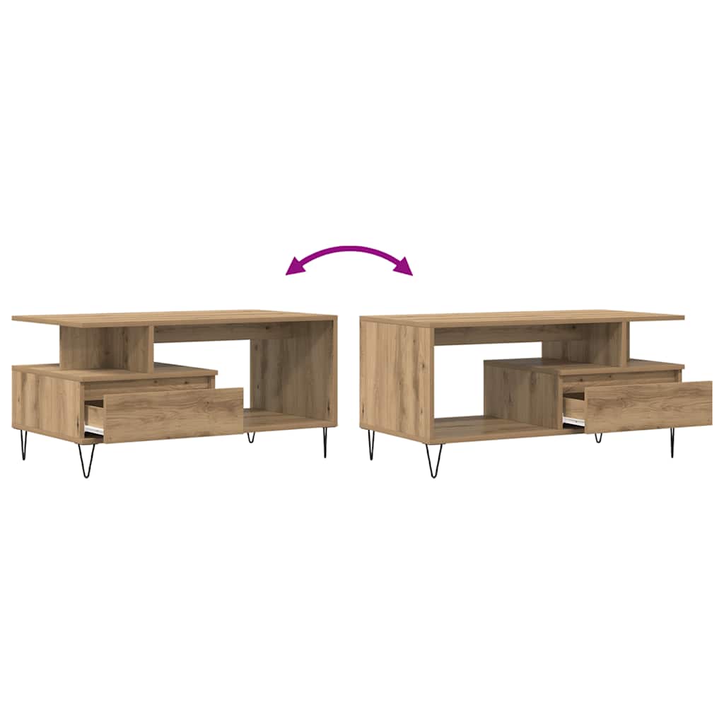 Coffee Table Artisan Oak 90x49x45 cm Engineered Wood