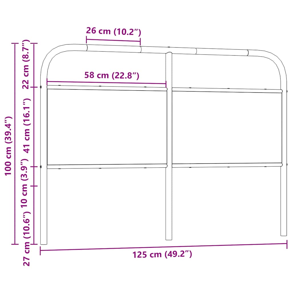 Replace Headboard Smoked Oak 120 cm Steel and Engineered Wood
