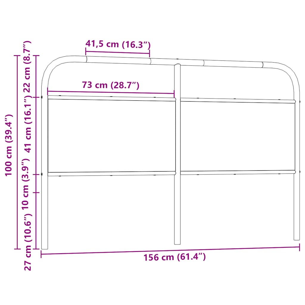 Replace Headboard Smoked Oak 150 cm Steel and Engineered Wood