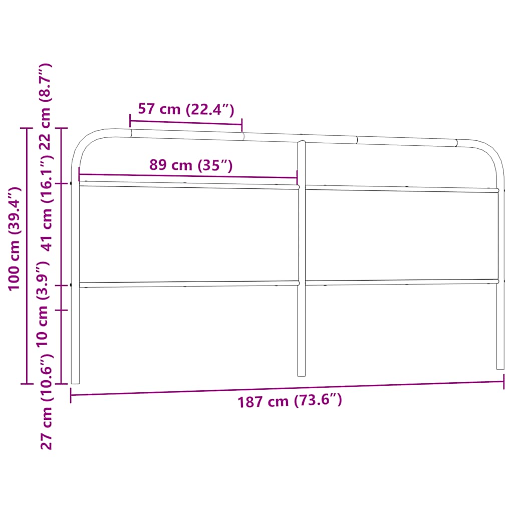 Replace Headboard Smoked Oak 180 cm Steel and Engineered Wood