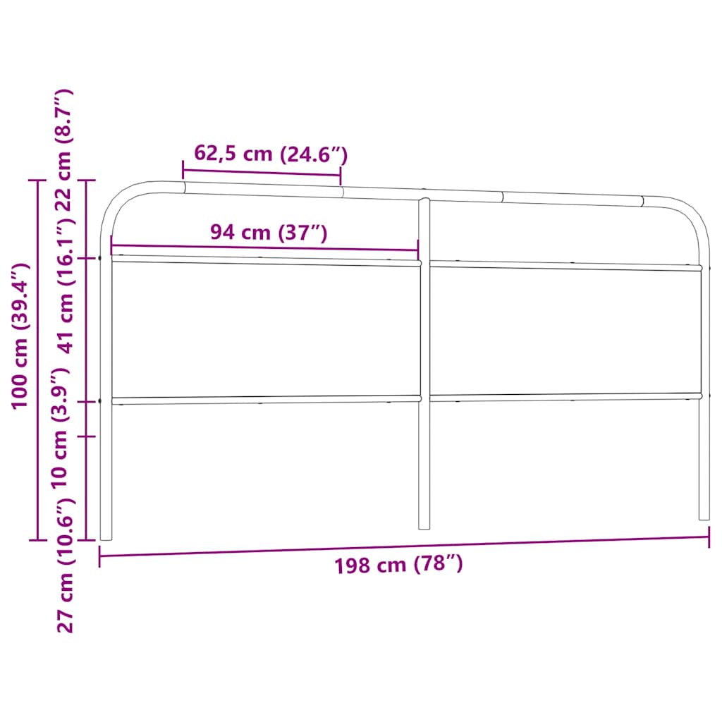 Replace Headboard Smoked Oak 190 cm Steel and Engineered Wood