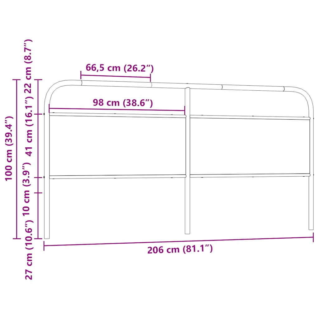 Replace Headboard Smoked Oak 200 cm Steel and Engineered Wood