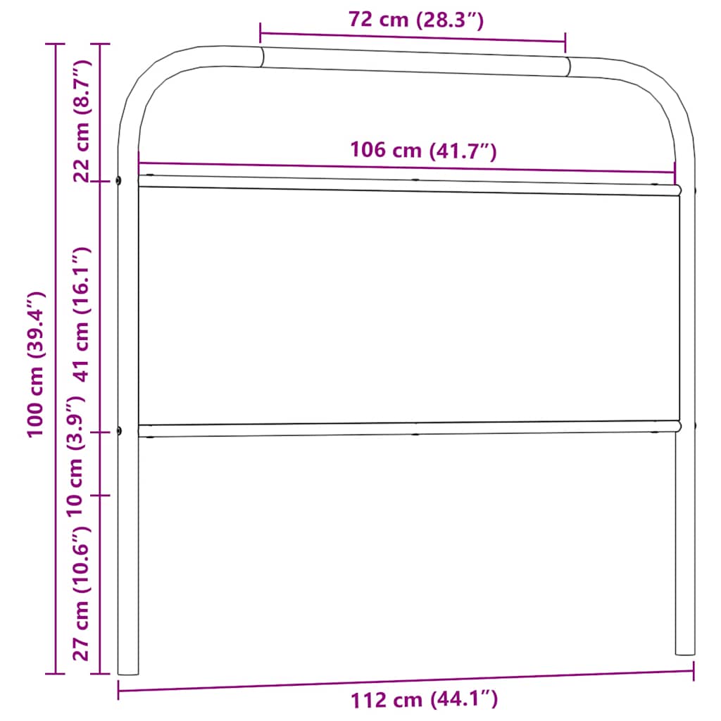Replace Headboard Sonoma Oak 107 cm Steel and Engineered Wood