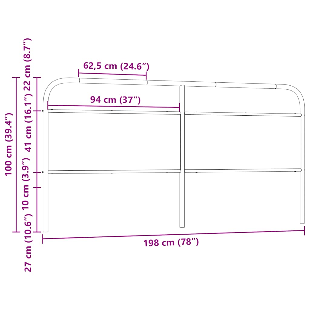 Replace Headboard Sonoma Oak 190 cm Steel and Engineered Wood