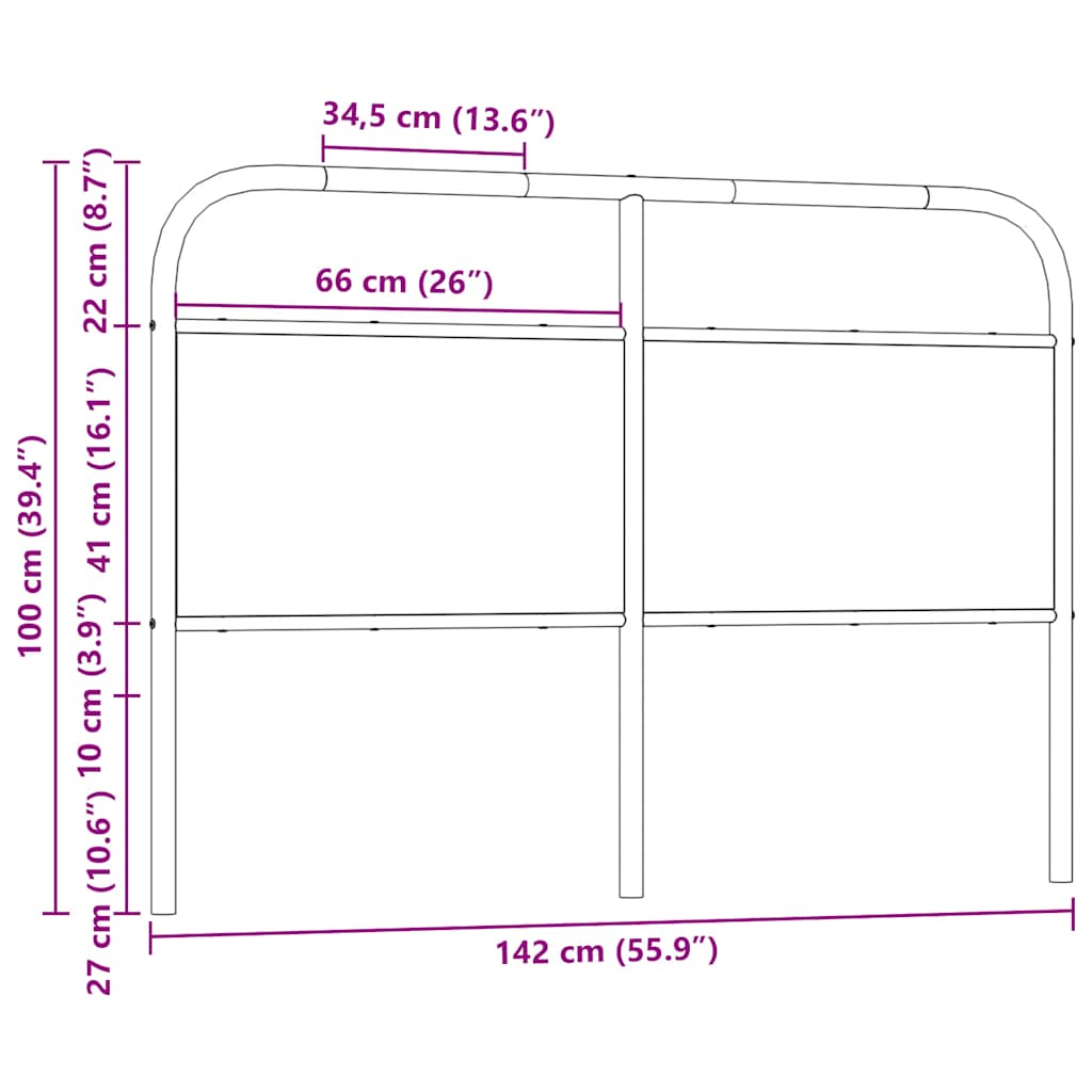 Replace Headboard Brown Oak 135 cm Steel and Engineered Wood