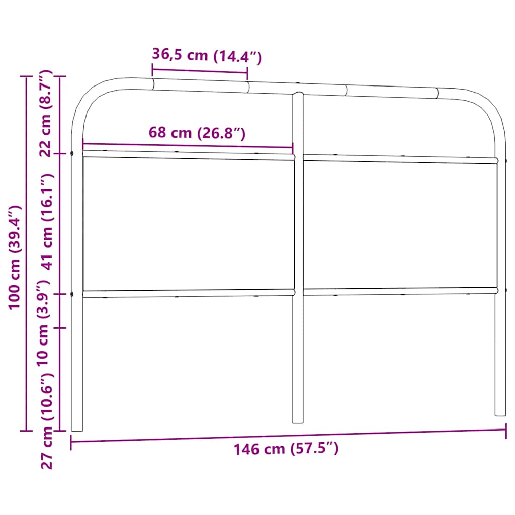 Replace Headboard Brown Oak 140 cm Steel and Engineered Wood