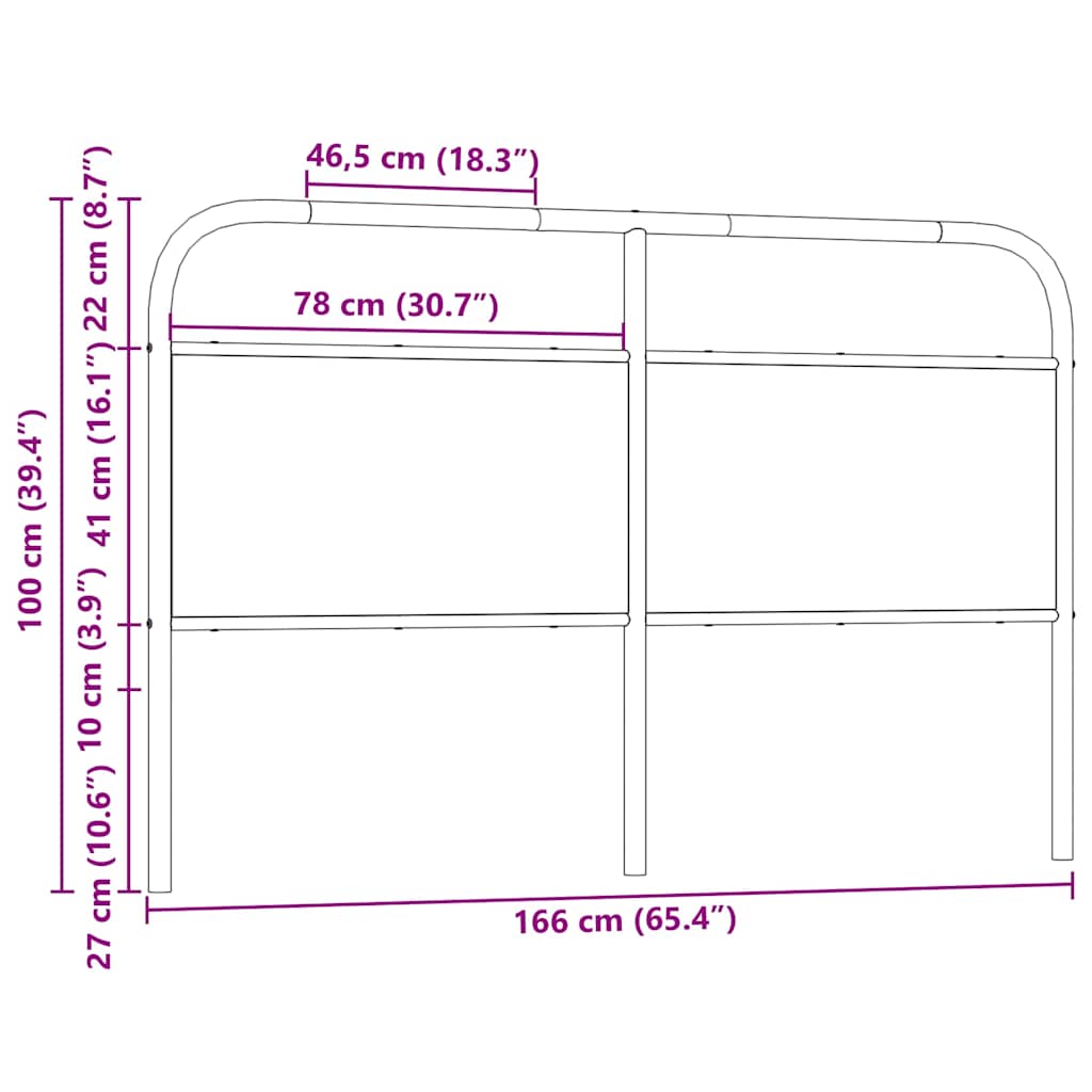 Replace Headboard Brown Oak 160 cm Steel and Engineered Wood