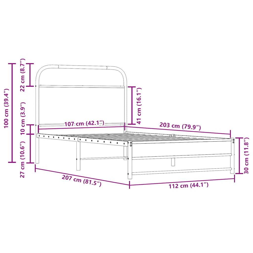 Bed Frame Without Mattress 107x203 cm Smoked Oak Engineered Wood