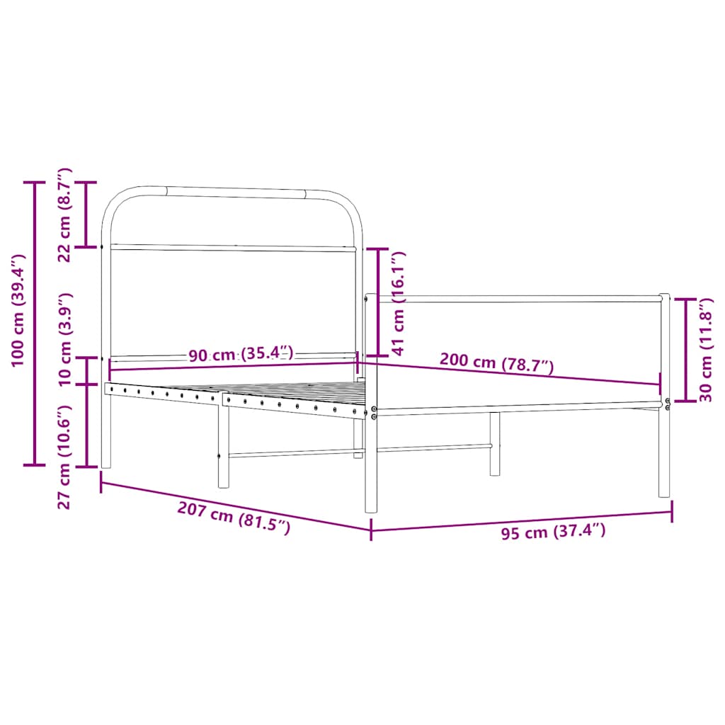 Bed Frame without Mattress 90x200 cm Sonoma Oak Engineered Wood