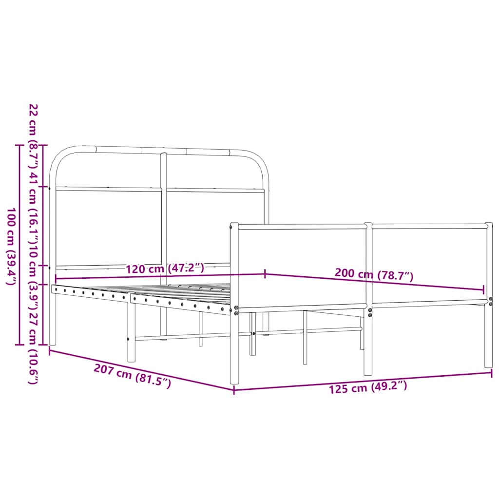 Bed Frame without Mattress 120x200 cm Brown Oak Engineered Wood
