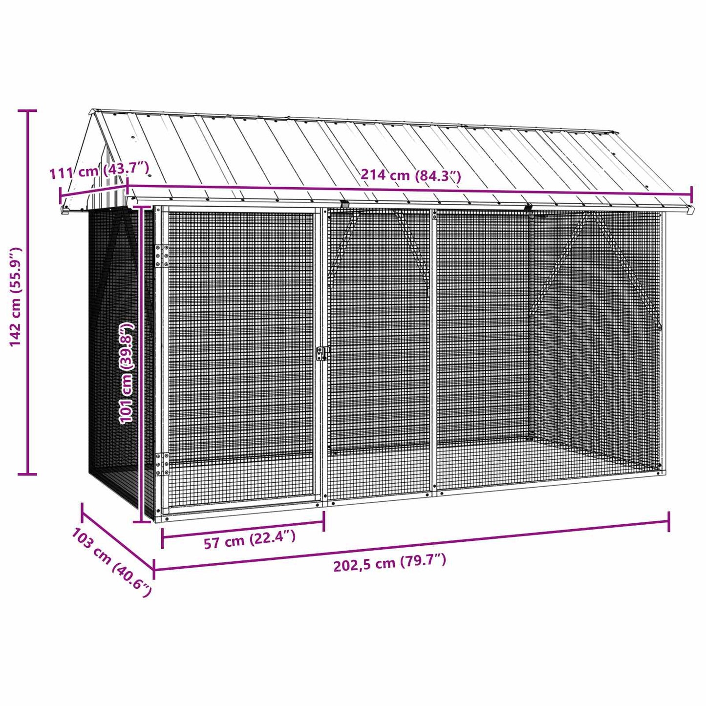 Bird Cage Anthracite 227 x 112 x 141 cm