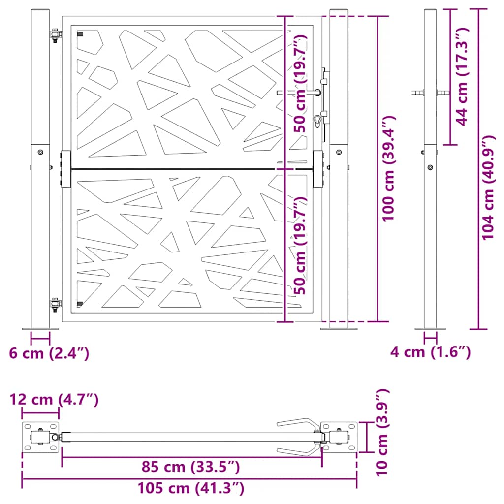 Garden Gate Black 100x100 cm Steel Light Design