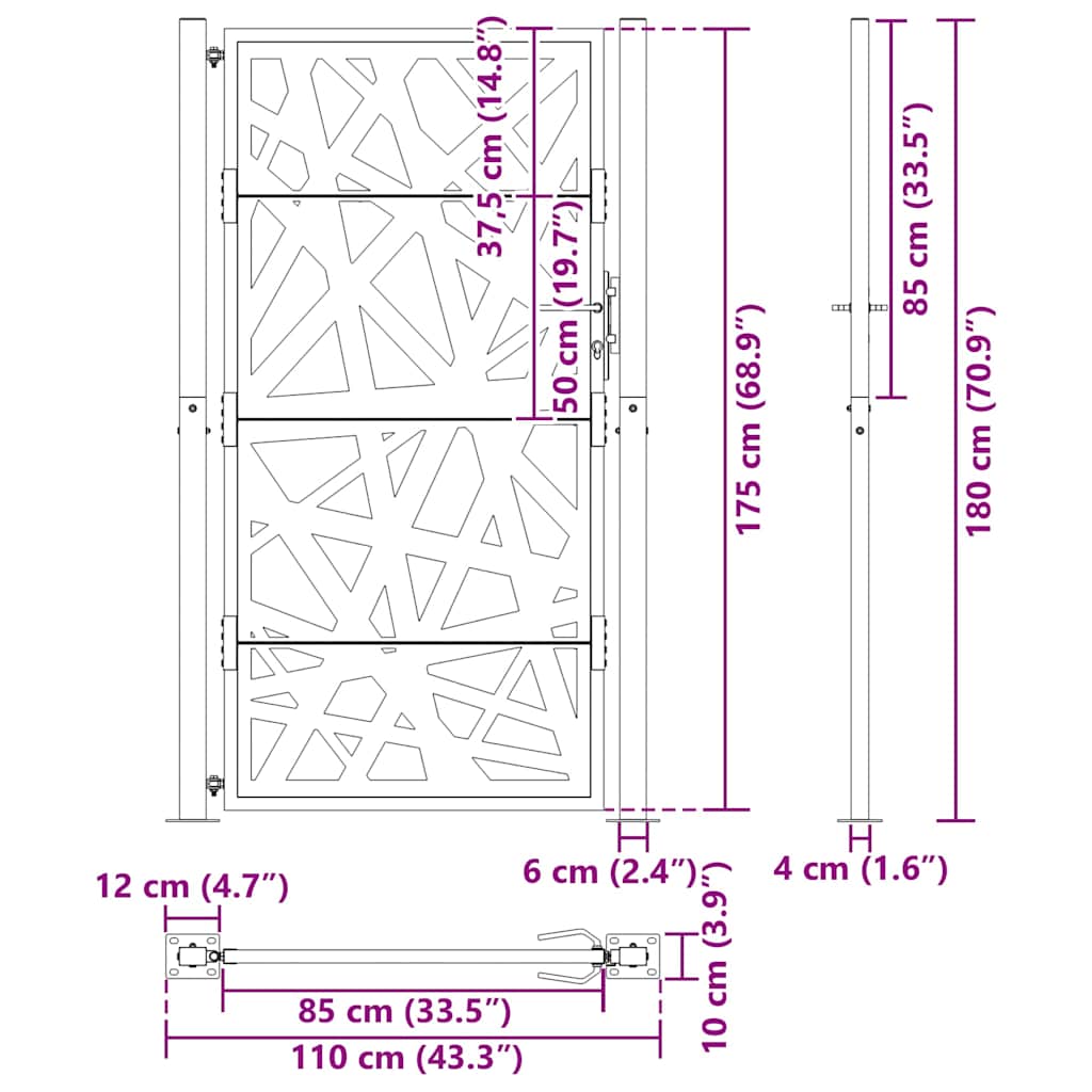 Garden Gate 100x175 cm Weathering Steel Light Design