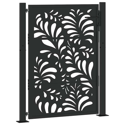 Garden Gate Black 100x125 cm Steel Wave Design