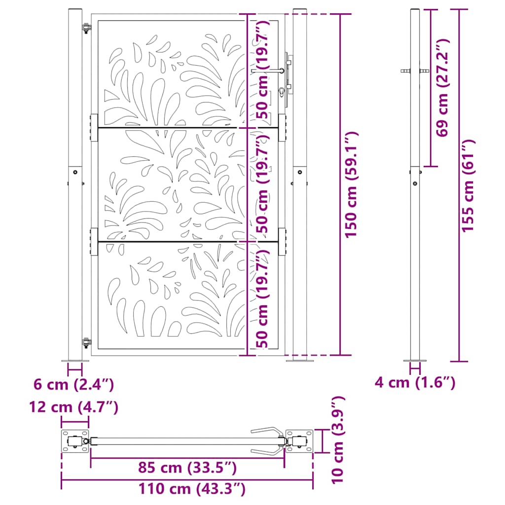 Garden Gate 100x150 cm Weathering Steel Wave Design
