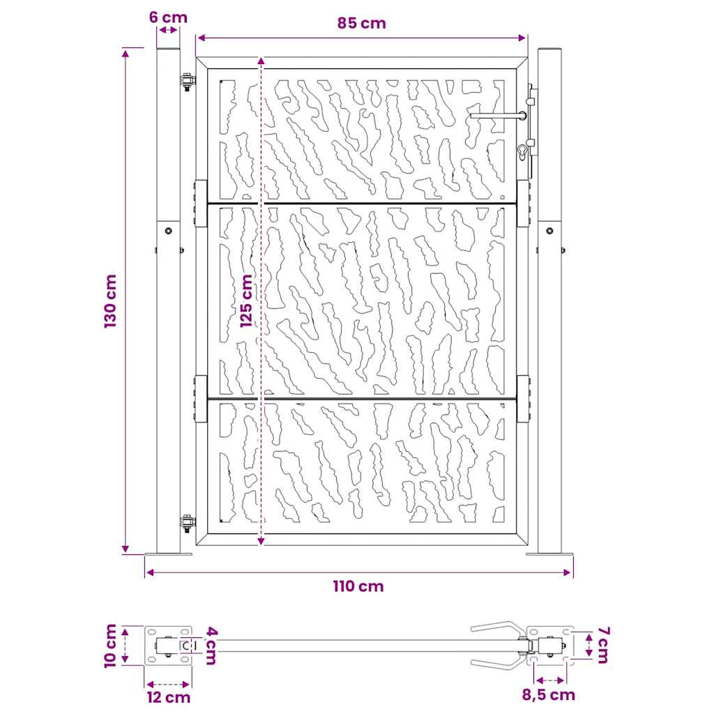 Garden Gate Black 100x125 cm Steel Trace Design