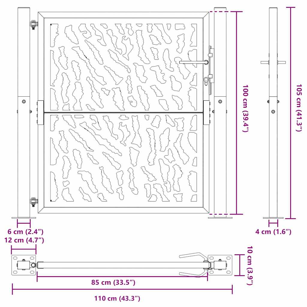 Garden Gate 100x100 cm Weathering Steel Trace Design