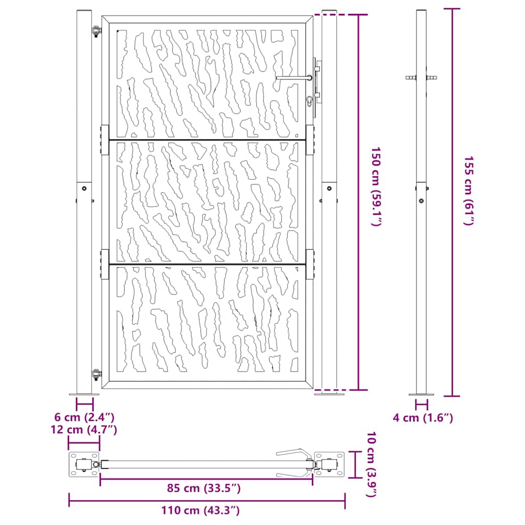 Garden Gate 100x150 cm Weathering Steel Trace Design