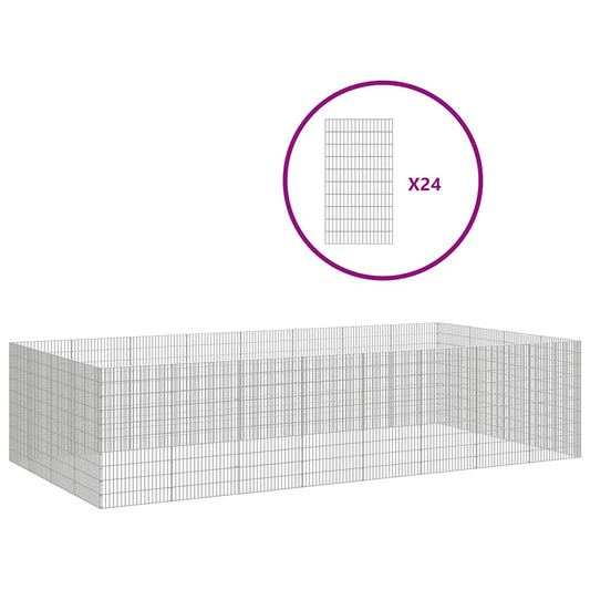 Free Range Animal Enclosure 24-Panel 54x100 cm Galvanised Iron