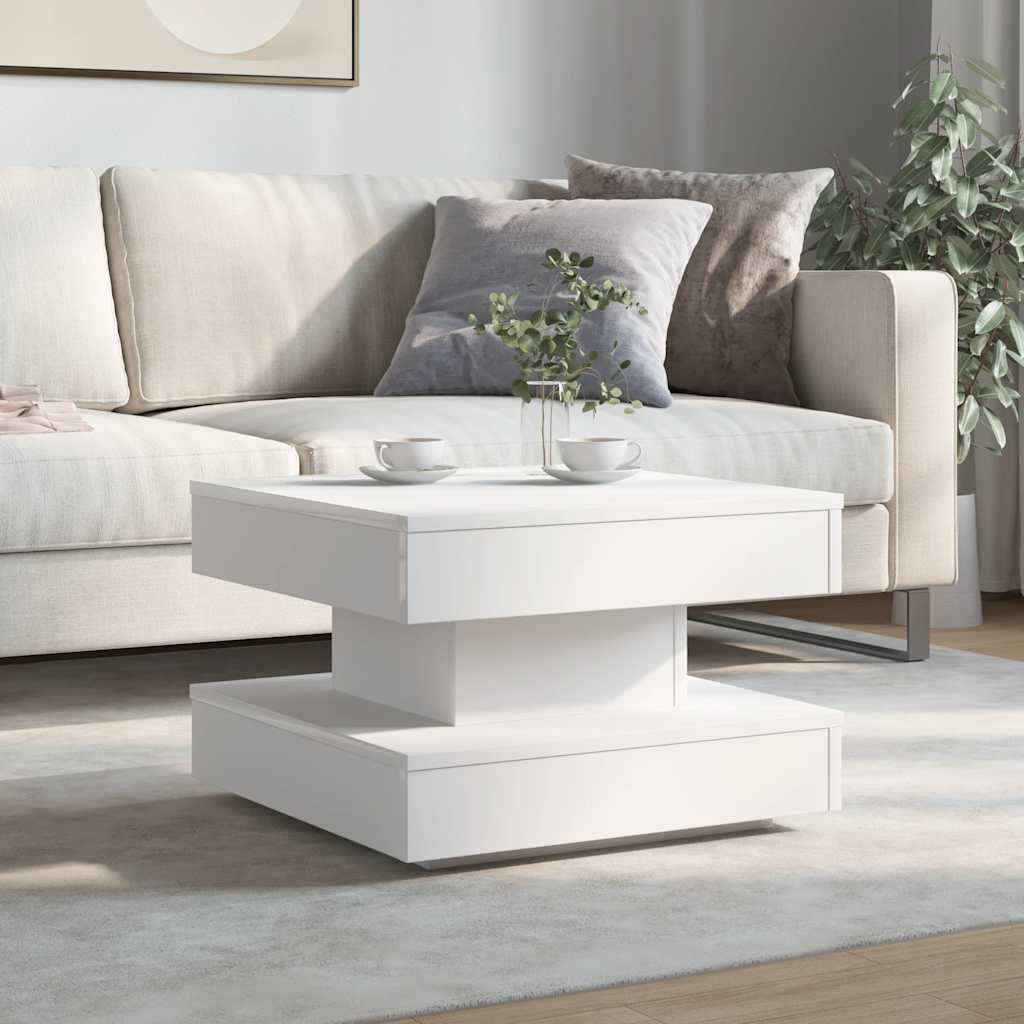 Coffee Table 360-Degree Rotatable White 50x50x34.5 cm