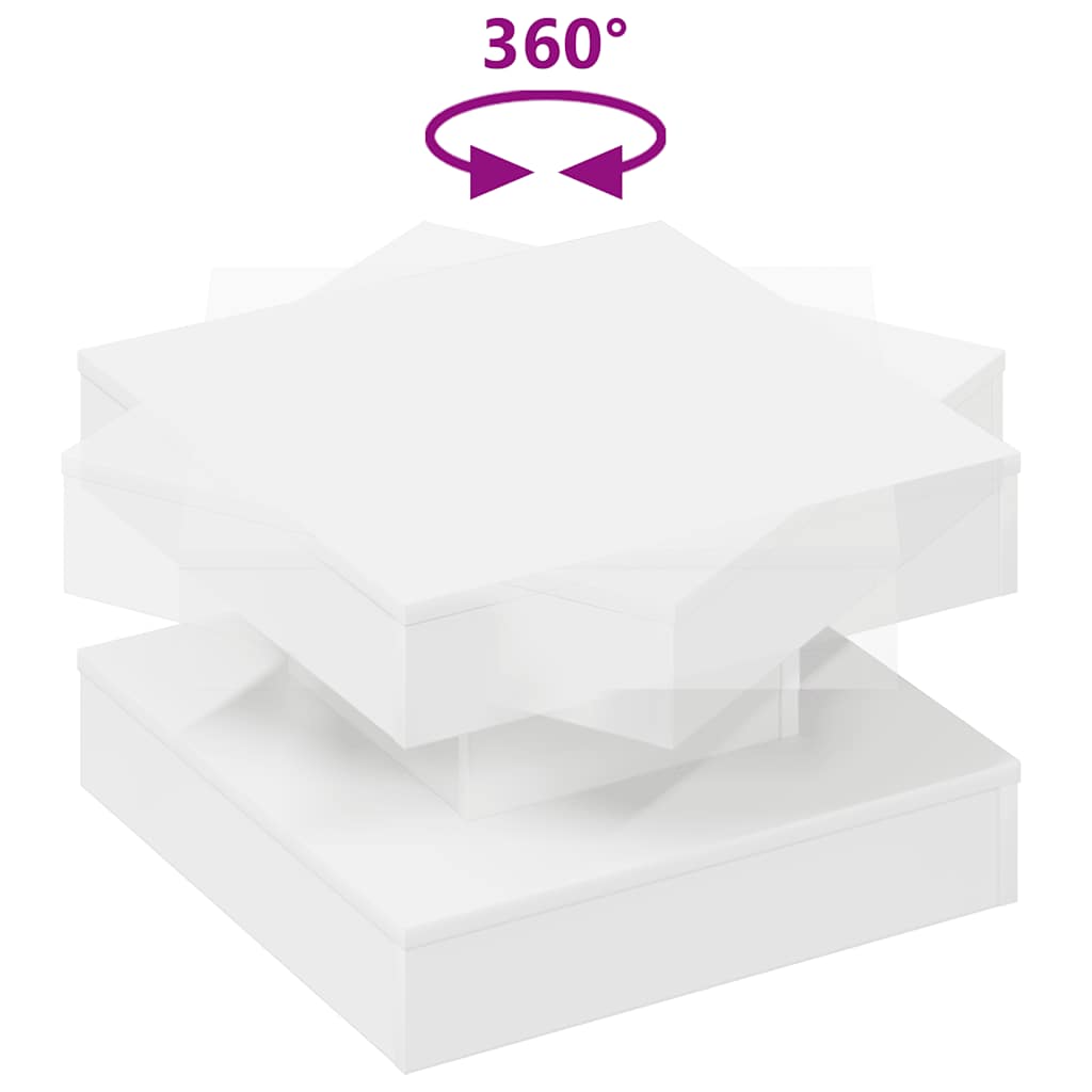 Coffee Table 360-Degree Rotatable White 50x50x34.5 cm