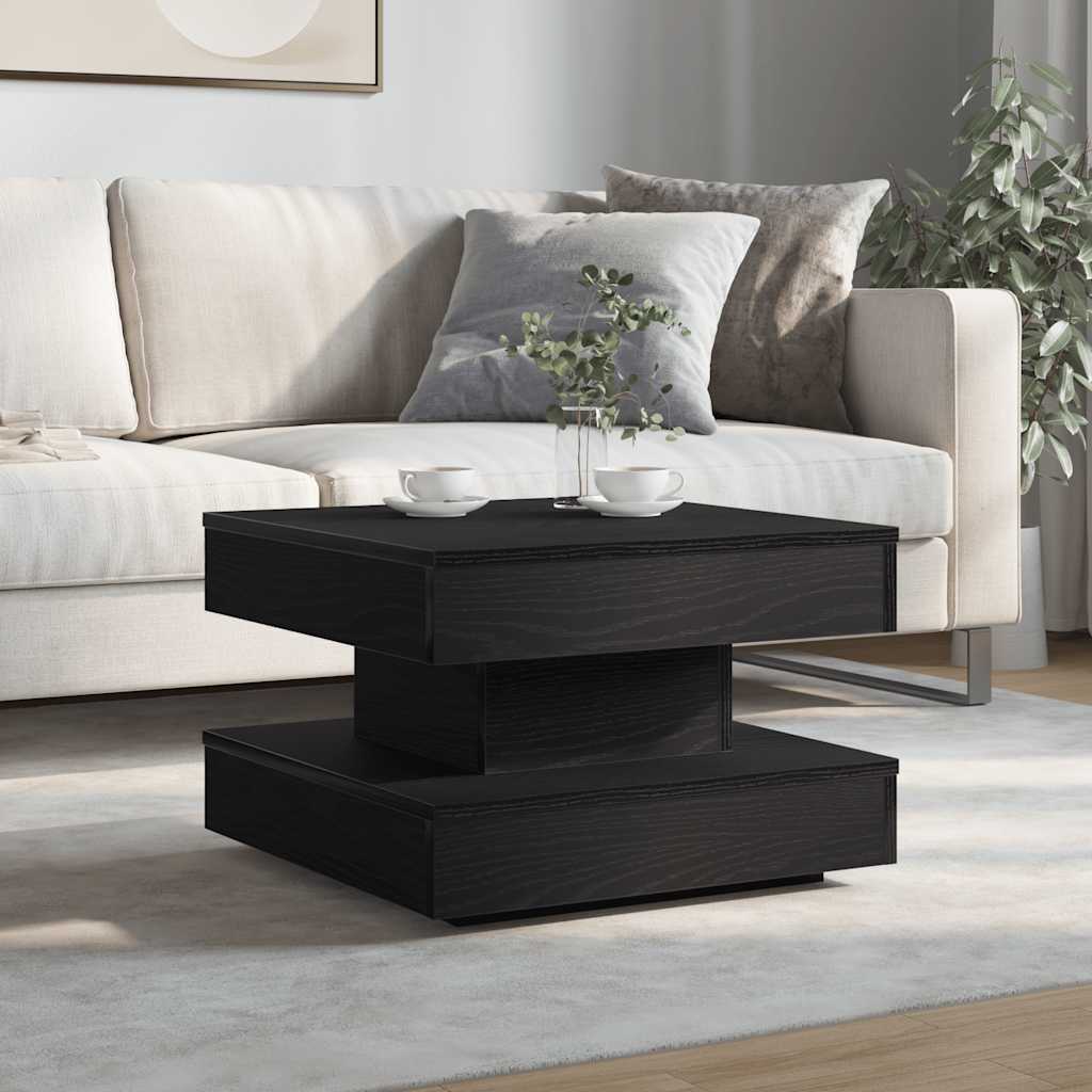 Coffee Table 360-Degree Rotatable Black 50x50x34.5 cm