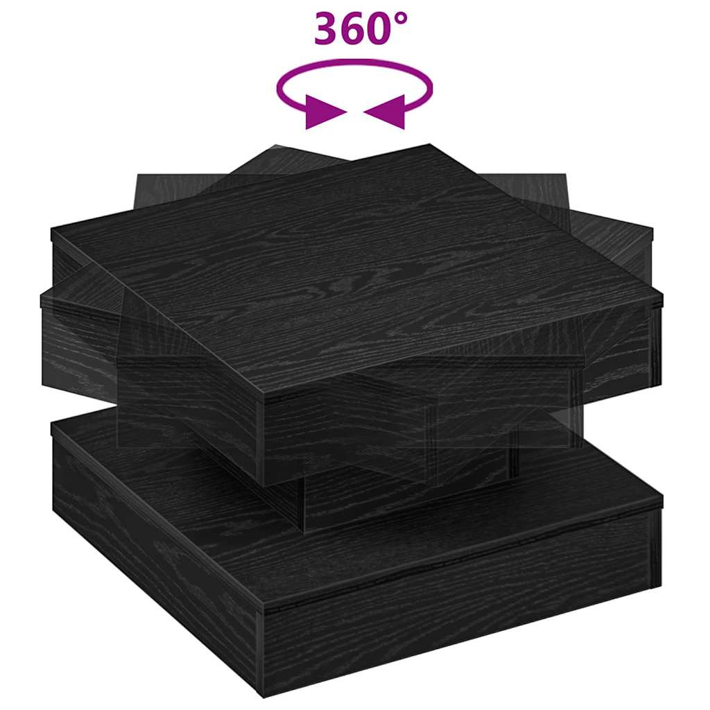 Coffee Table 360-Degree Rotatable Black 50x50x34.5 cm