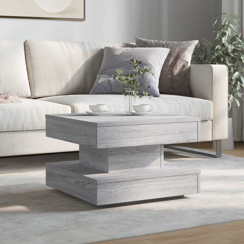 Coffee Table 360-Degree Rotatable Grey Sonoma 50x50x34.5 cm