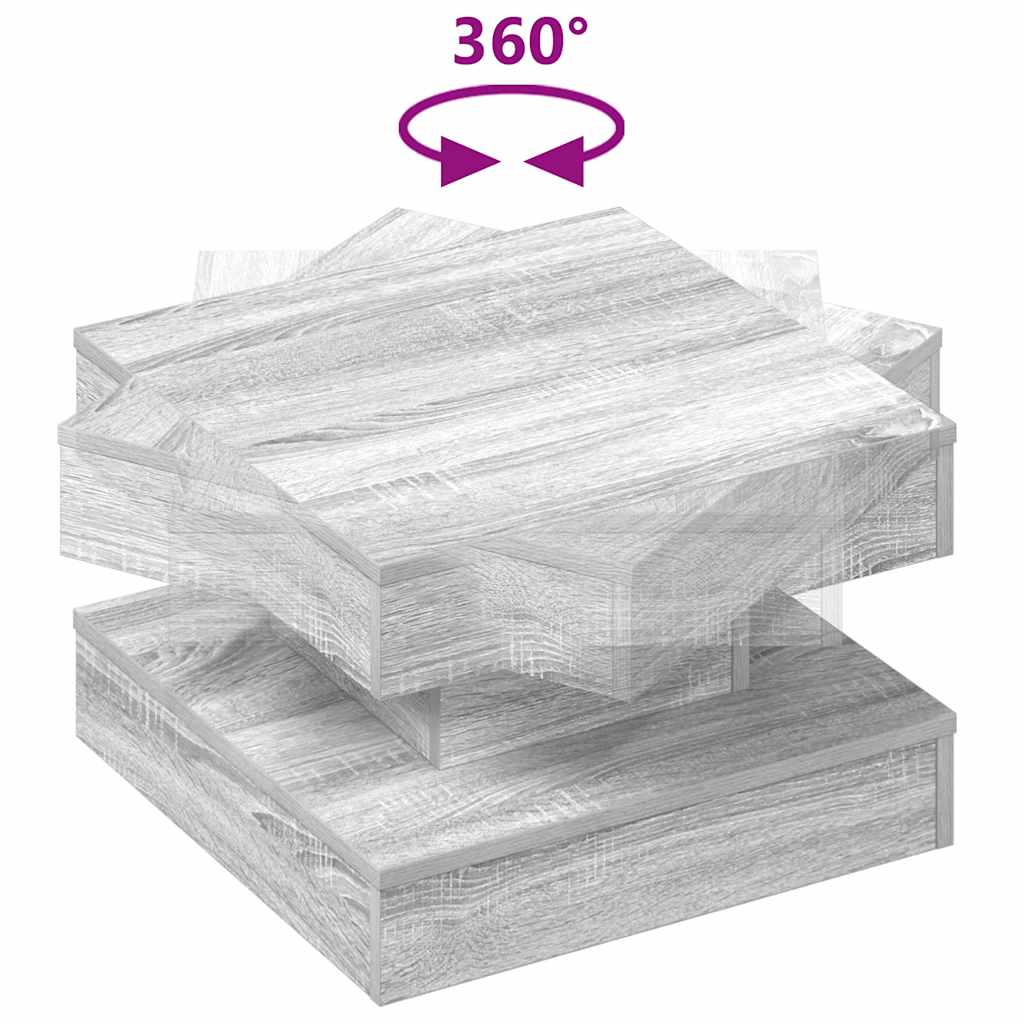 Coffee Table 360-Degree Rotatable Grey Sonoma 50x50x34.5 cm