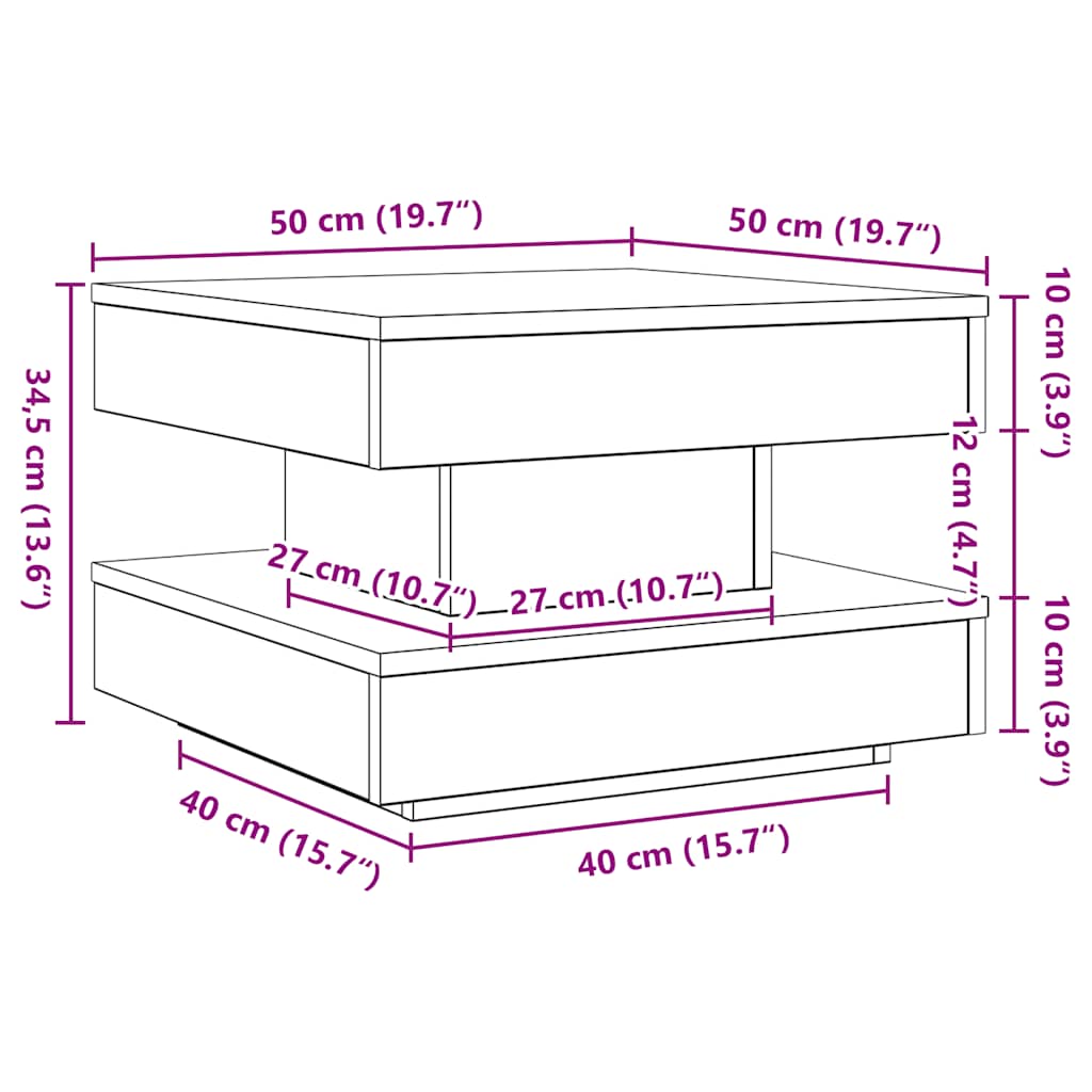 Coffee Table 360-Degree Rotatable Grey Sonoma 50x50x34.5 cm