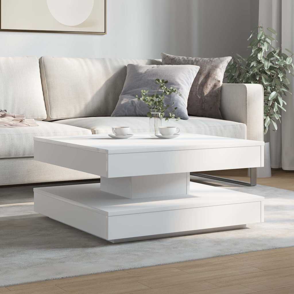 Coffee Table 360-Degree Rotatable White 70x70x34.5 cm