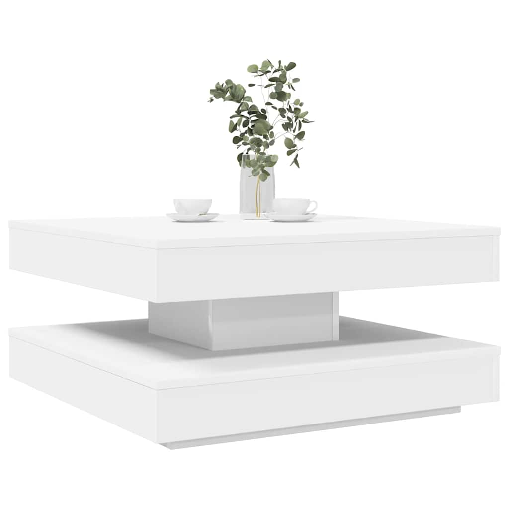 Coffee Table 360-Degree Rotatable White 70x70x34.5 cm
