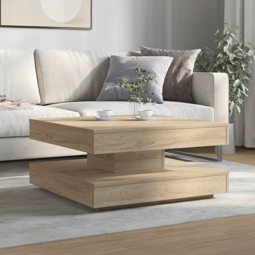 Coffee Table 360-Degree Rotatable Sonoma Oak 70x70x34.5 cm